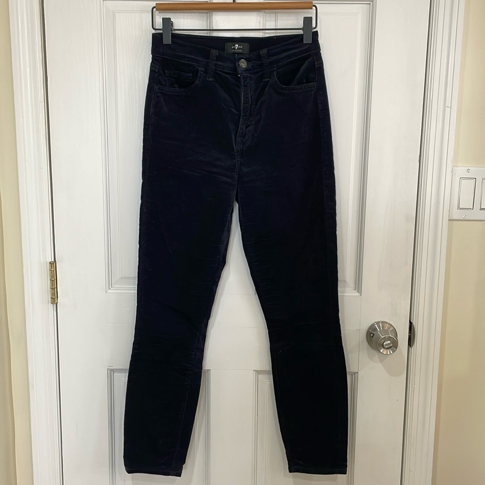 7 for all mankind high-waste ankle skinny jeans, ink navy, size 26